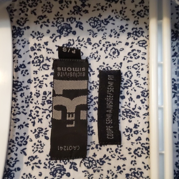 Mens Button Front Long Sleeve Shirt, Size Small, Blue/White, Le31 Simons - Picture 3 of 5